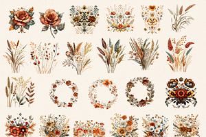 TERRACOTTA WEDDING FLORAL CLIPART