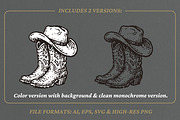 Vintage Cowboy Boots and Hat Art, an Object Illustration by lettett (Thumbnail 2 of 3)