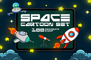 Space Cartoon Procreate Stamps