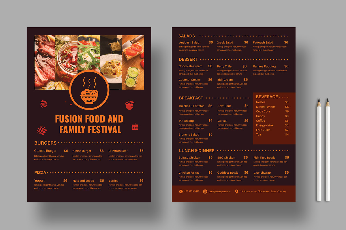 Food Menu Template, a Stationery Template by MightyDesign (Photo 1 of 8)