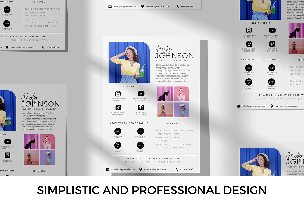 1 Page Influencer Media Kit Template, a Presentation Template by CoCreatorDesigns (Photo 2 of 7)