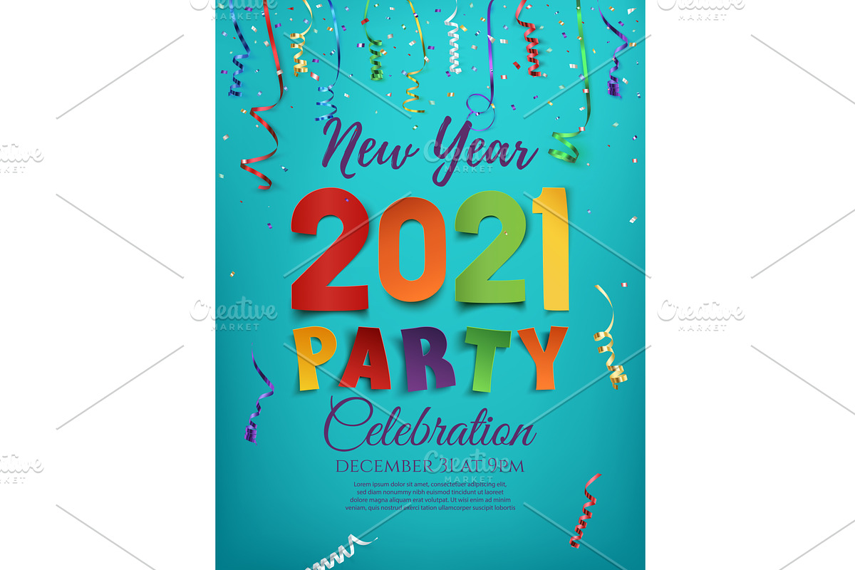 New Year 2021 party poster template, an Object Graphic by Aleksandrs