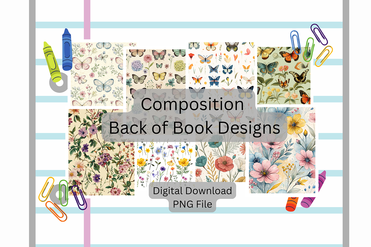 8 Butterfly Wildflowers Comp Covers, a Background Graphic by SmallTownDigital (Photo 2 of 4)