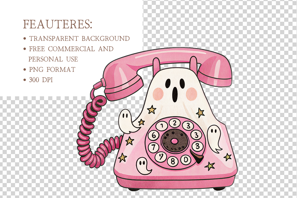 Retro Groovy Ghost Clipart, a Decorative Illustration by MockupWizard (Photo 3 of 4)