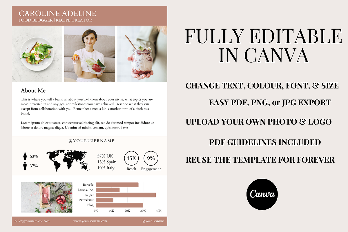 2 Page Beige & Brown Media Kit Canva, a Social Media Template by Daily Creative (Photo 2 of 4)