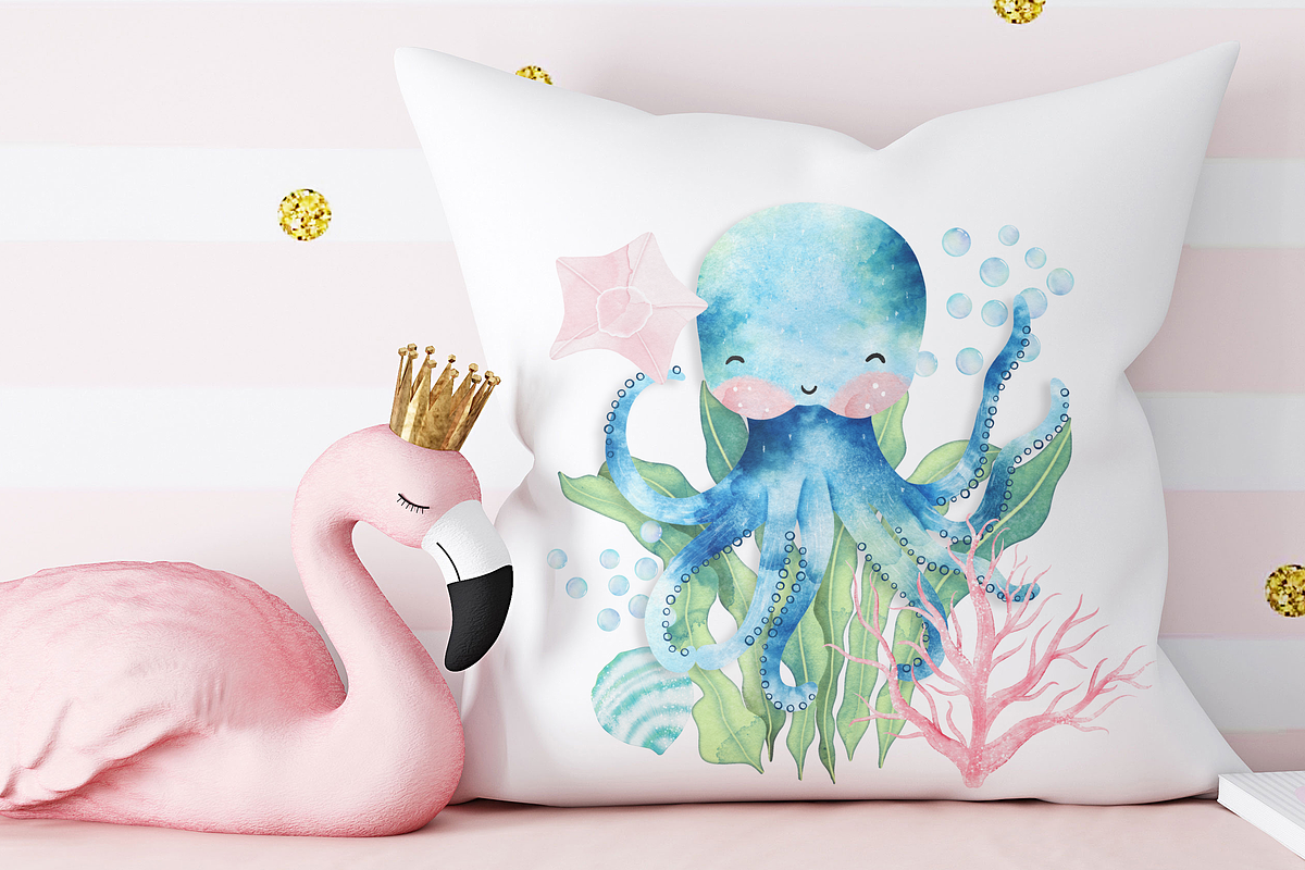 Oceanic Wonders Watercolor Clipart, an Animal Illustration by K&M Design Studio (Photo 7 of 7)