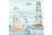 Watercolor Marine Collection, an Object Illustration by Natikka Art (Thumbnail 7 of 7)
