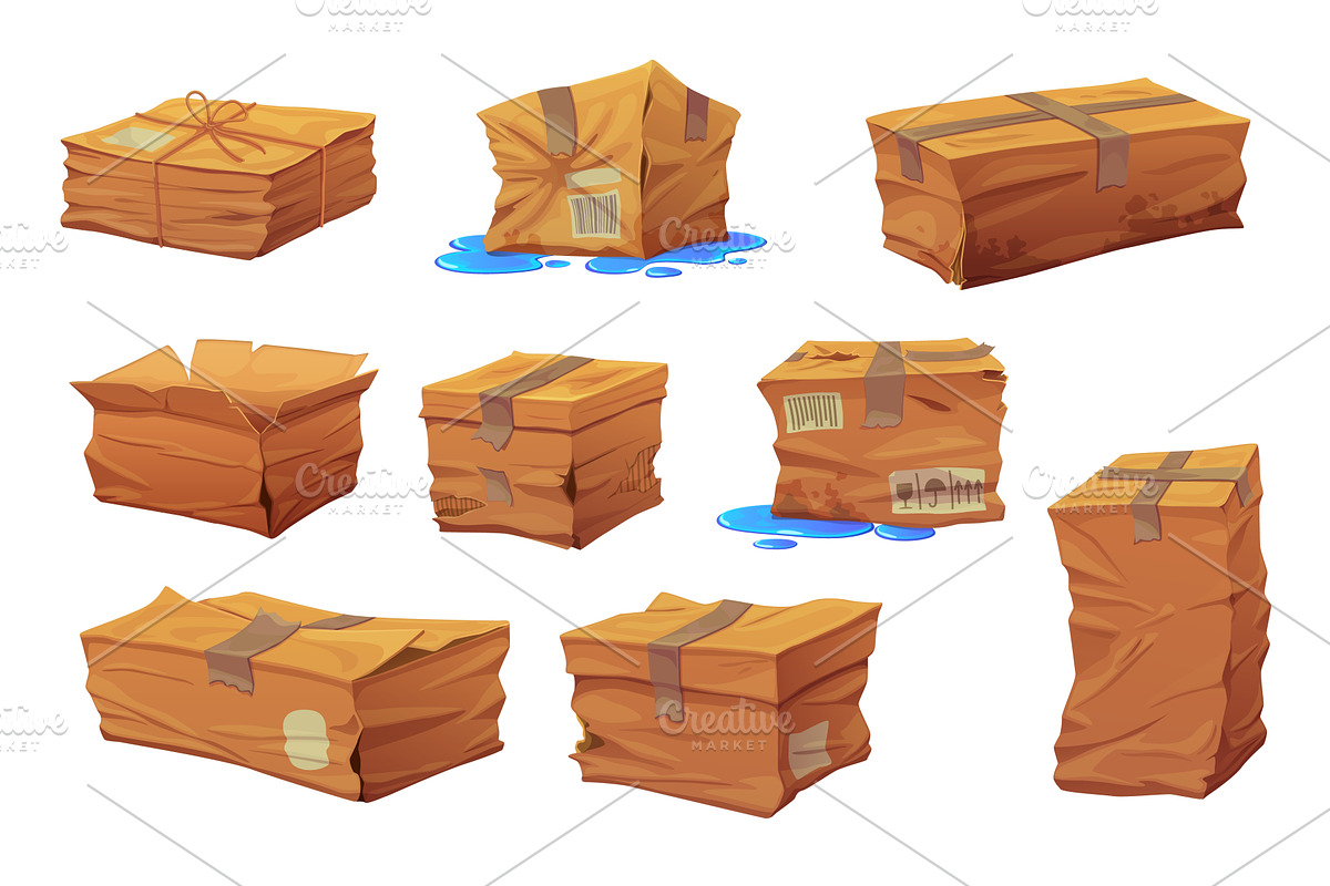 Damaged delivery boxes, a Transportation Illustration by Vector Tradition