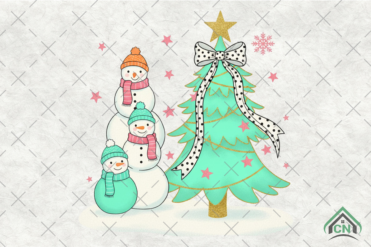 Coquette Glitter Christmas Snowman, an Illustration by Craft Nest (Photo 1 of 6)