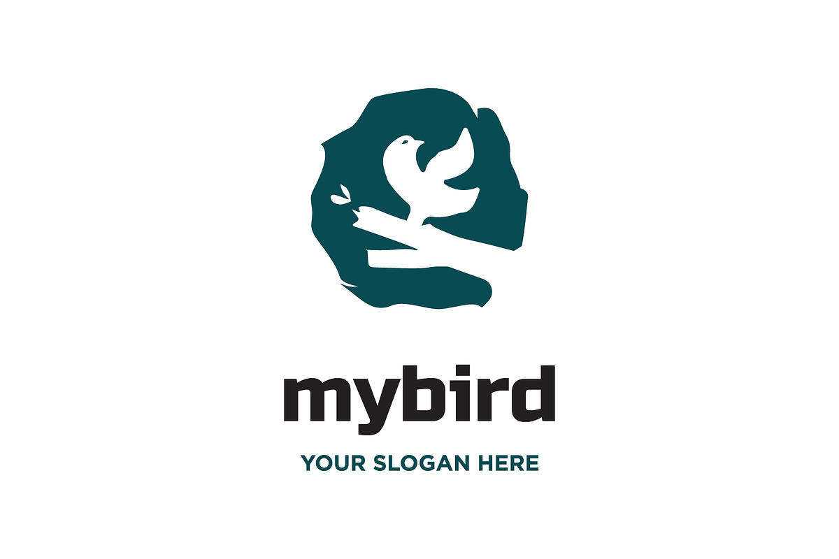 dove pigeon perch on a branch logo, a Branding & Logo Template by funpixel