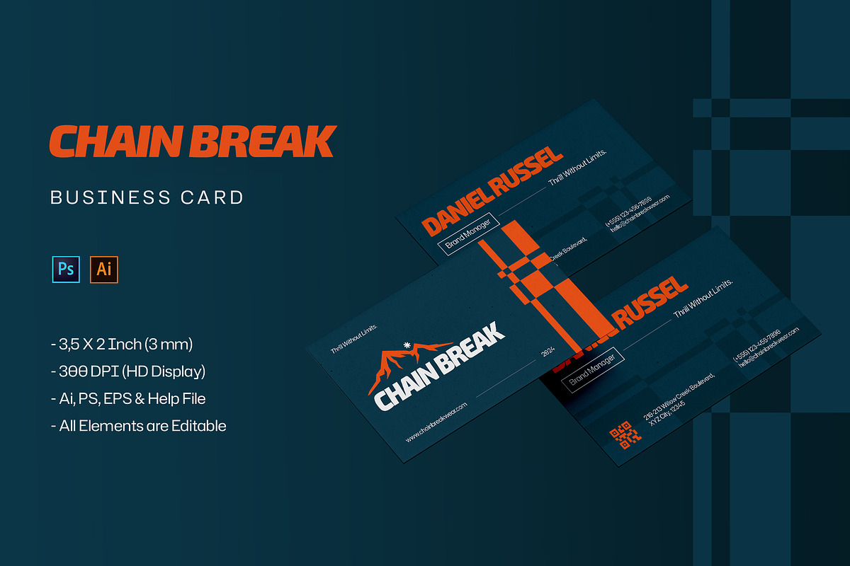 Chain Break - Business Card, a Business Card Template by StreaksideStd (Photo 1 of 3)