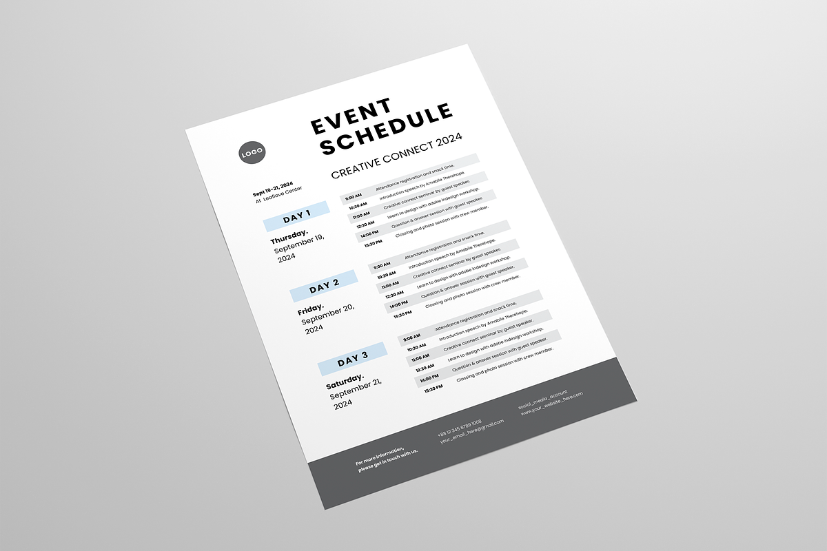 Event Schedule | MS Word & Indesign, a Flyer Template by Leaflove (Photo 3 of 5)