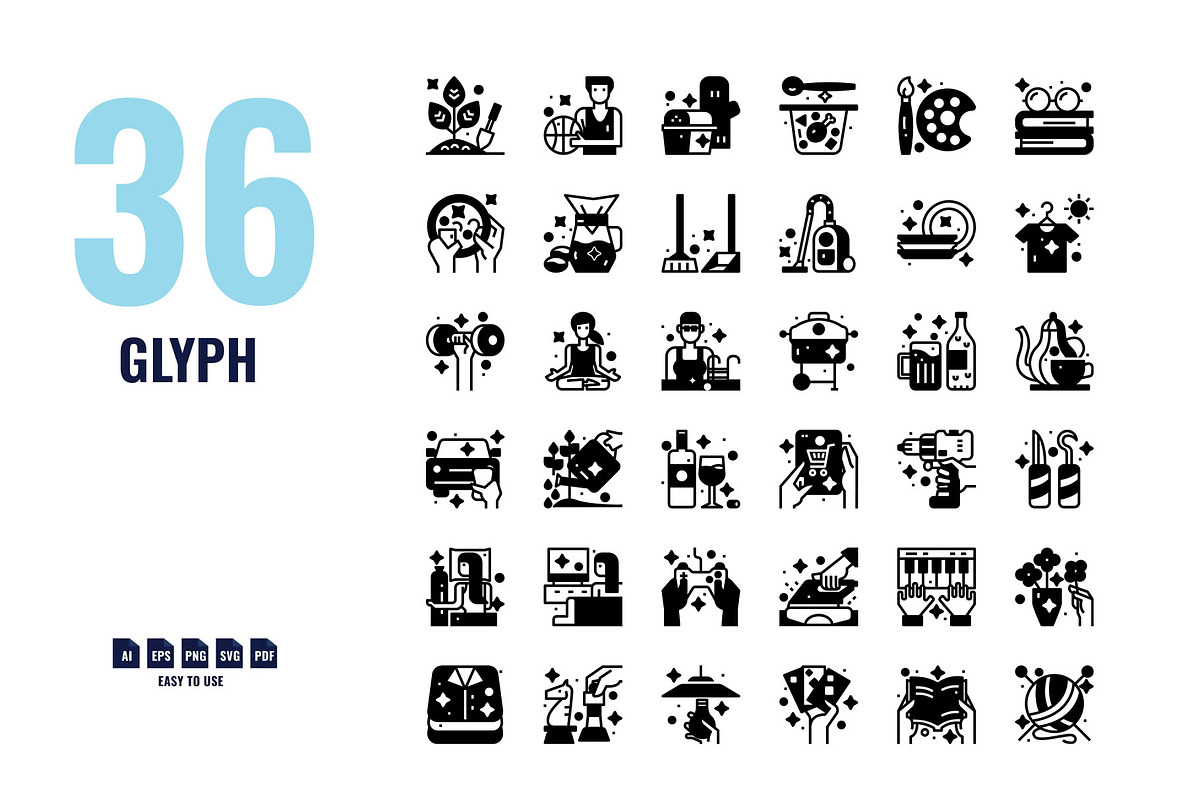 144 Hobbies icon set, an Outline Icon by Foxyard studio (Photo 5 of 6)