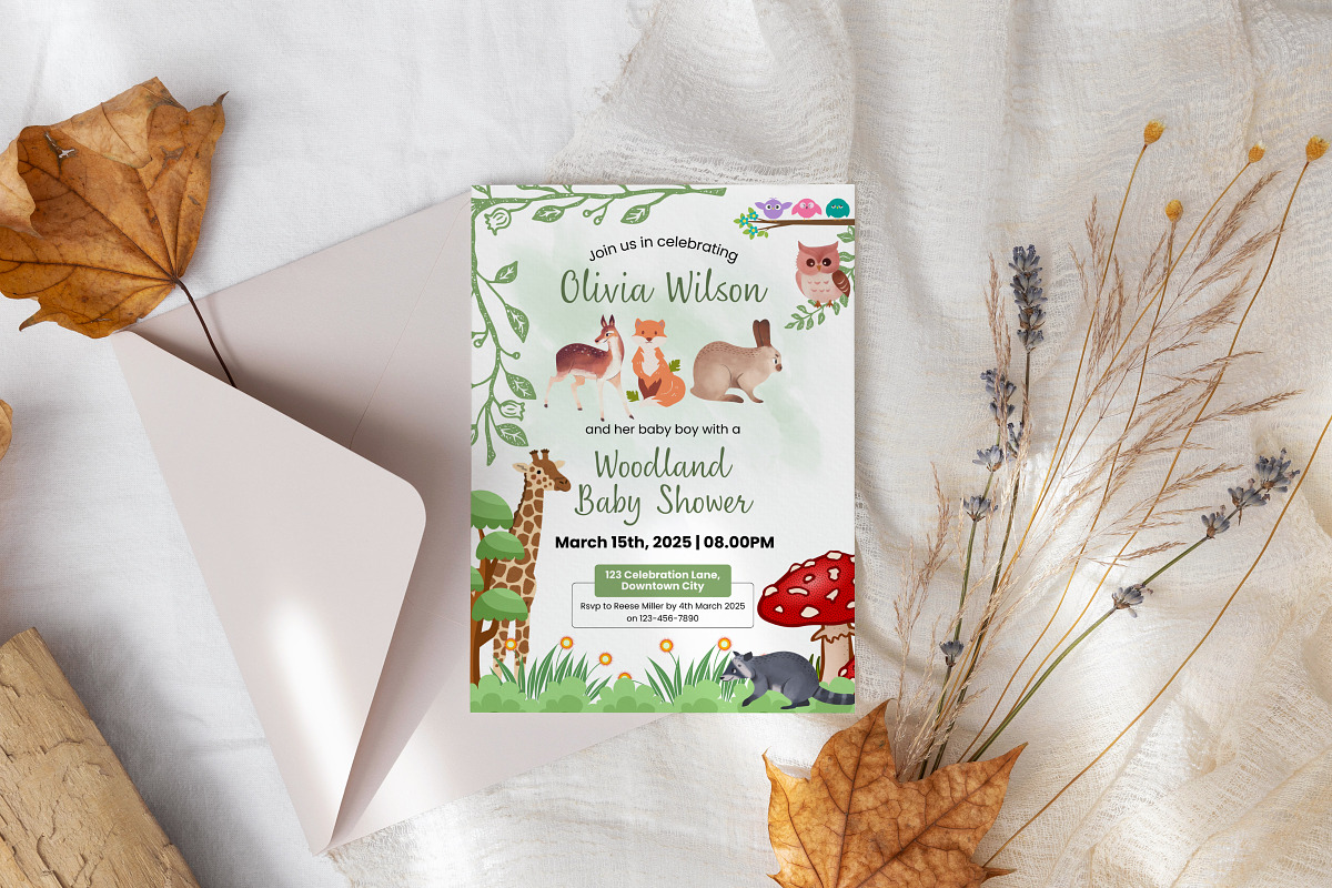 Woodland Boy Shower Invitation Temp, an Invitation Template by Snapybiz (Photo 9 of 11)