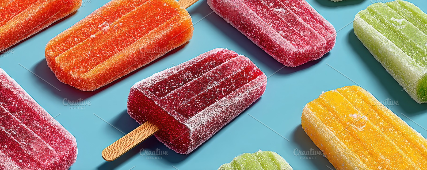 Colorful Sugar-Coated Ice Pops on Blue Summer Background, a Nature Photo by José Manuel Gelpi