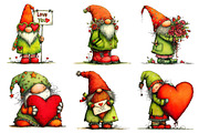 Whimsical Valentine's Gnomes Clipart, an Illustration by Dream Creation (Thumbnail 4 of 7)
