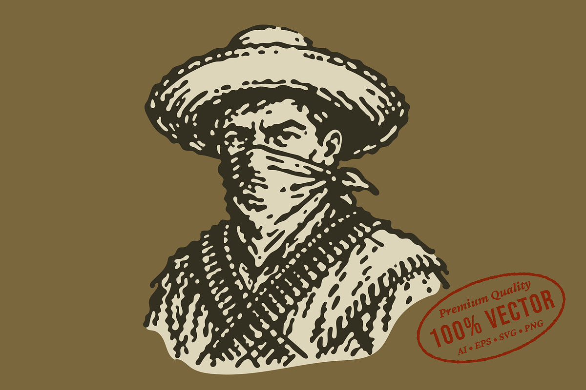 Vintage Western Bandit Illustration, a Person Illustration by lettett (Photo 1 of 3)