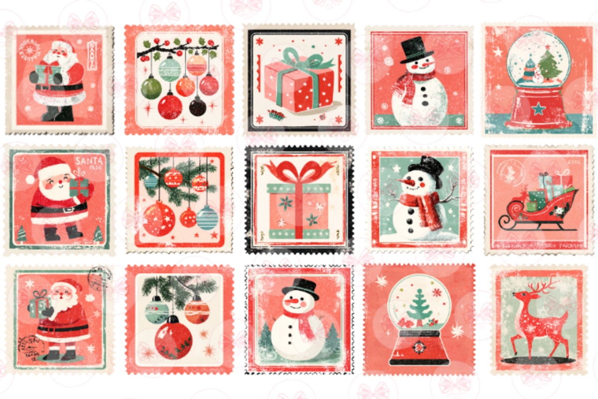 Christmas Postage Stamps Clipart, an Illustration by Markicha Art (Photo 4 of 6)