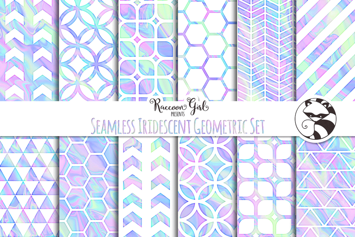 Seamless Iridescent Geometrics, a Pattern Graphic by RaccoonGirl Design (Photo 1 of 3)