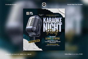 Karaoke Night Flyer & Social Media, a Flyer Template by iDoodle Studio