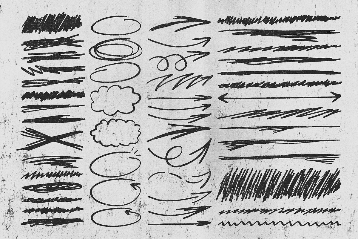 SET 240+ VECTOR SCRIBBLE ELEMENTS, an Object Graphic by BonkiStudio (Photo 4 of 5)
