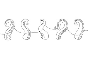 Curled octopus tentacles line art, an Animal Illustration by GraphiShop