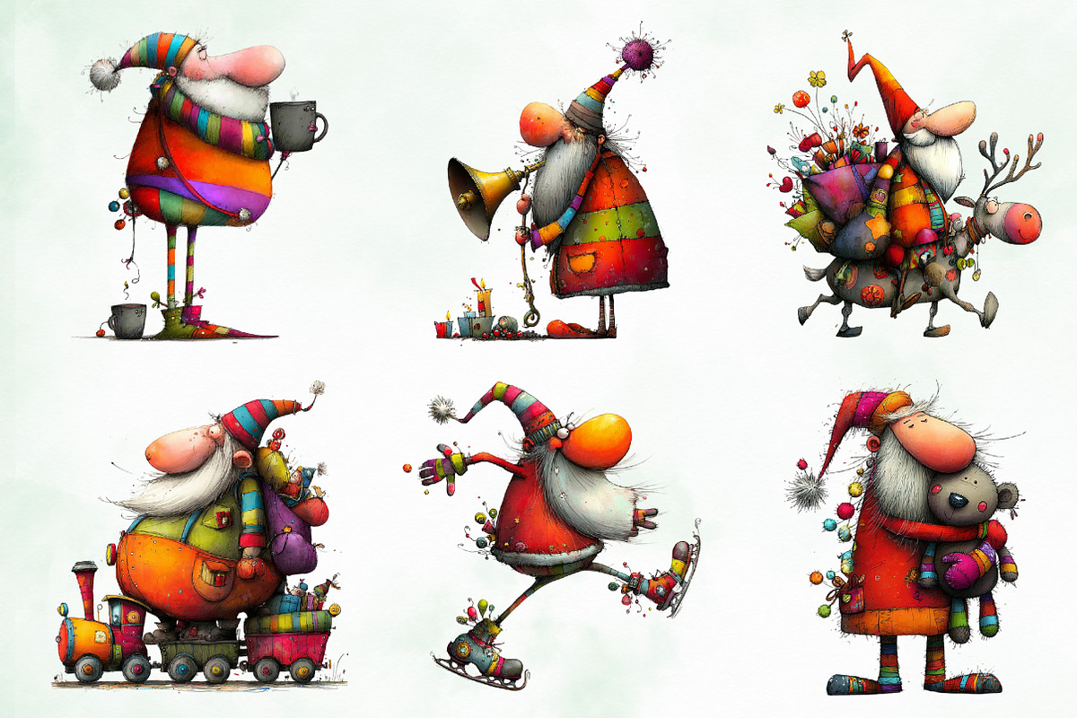 Quirky Santa, Funny Santa Clipart, an Illustration by Creative Art (Photo 3 of 10)