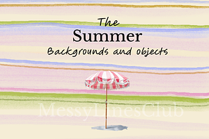 Watercolor Summer Backgrounds+Object, an Illustration by Creative Lovers
