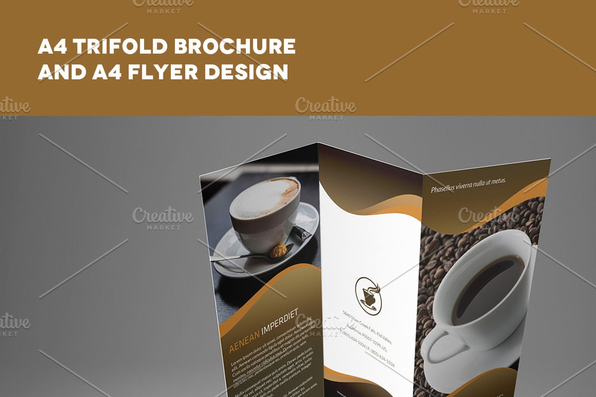 Coffee A4 Trifold brochure and Flyer, a Flyer Template by Illusiongraphic (Photo 4 of 4)