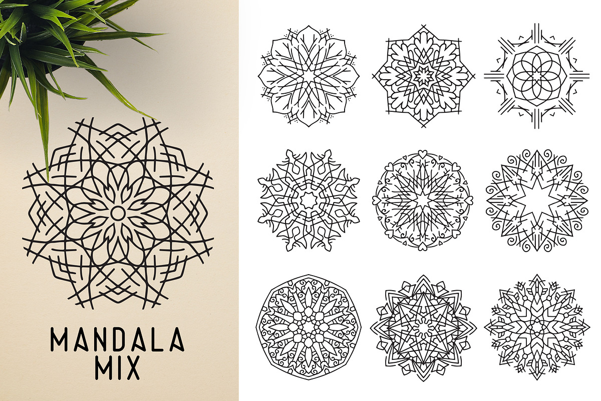 300 Vector Mandala Ornaments, a Decorative Illustration by pixaroma (Photo 33 of 49)