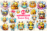 Kawaii Cute Bee Stickers Bundle, an Illustration by Dream Creation (Thumbnail 1 of 5)