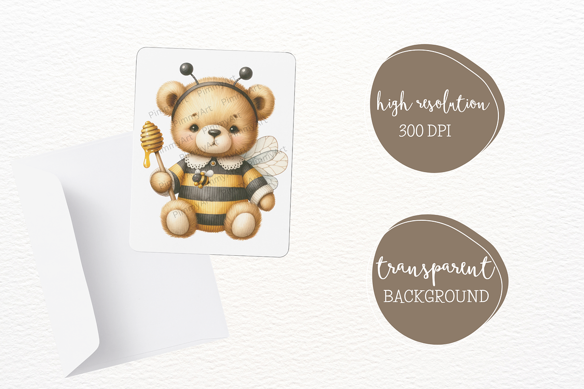 Bear and Bee Watercolor Clipart, an Animal Illustration by Maysa Art (Photo 4 of 6)
