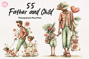 Whimsical Father and Child PNG Clipa, an Illustration by CreationArt (Thumbnail 1 of 7)