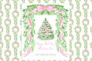 Preppy Pink Bow Christmas Tree, a Seasonal Illustration by LABFcreations (Thumbnail 1 of 4)