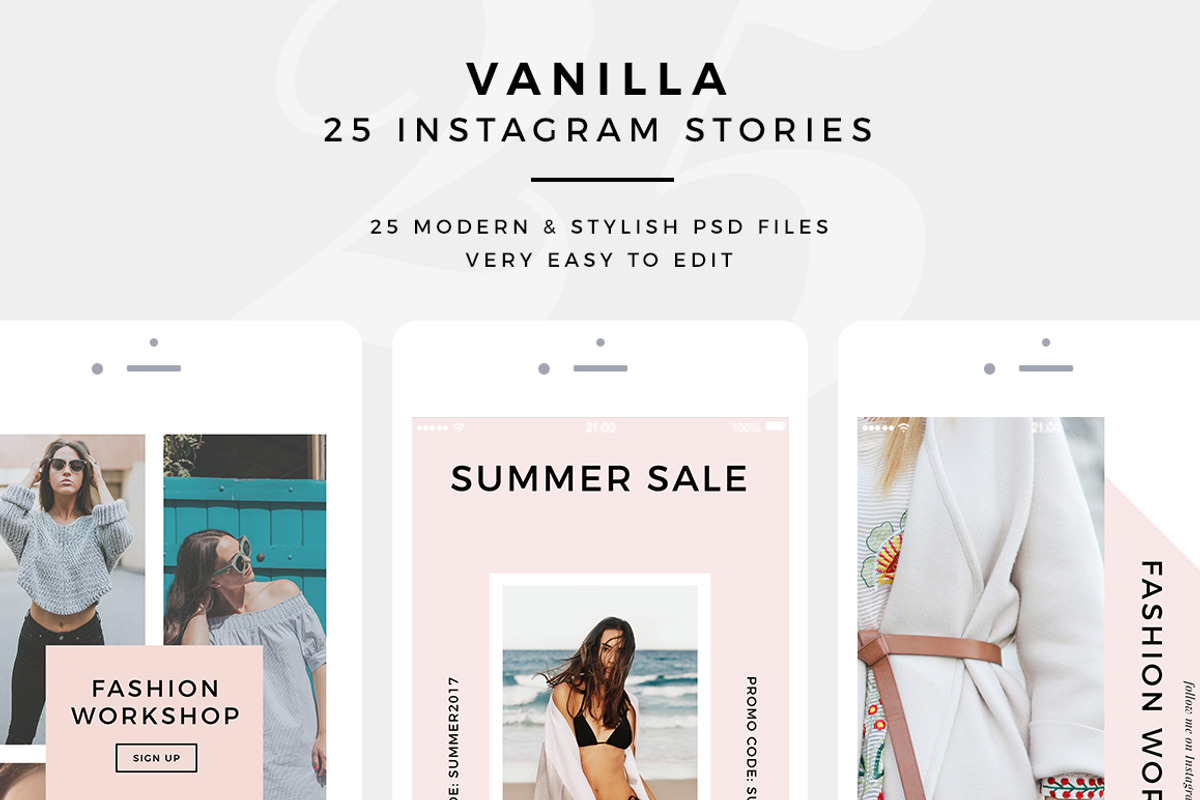 Vanilla - 25 PSD Instagram Stories, a Social Media Template by MinimalStudioCo (Photo 1 of 5)
