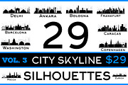 29 City Skyline Silhouettes Set 3, a Work Illustration by Booblgum (Thumbnail 1 of 8)