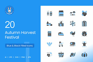 Autumn Harvest Blue & Black Icons, an Icon by IconBunny
