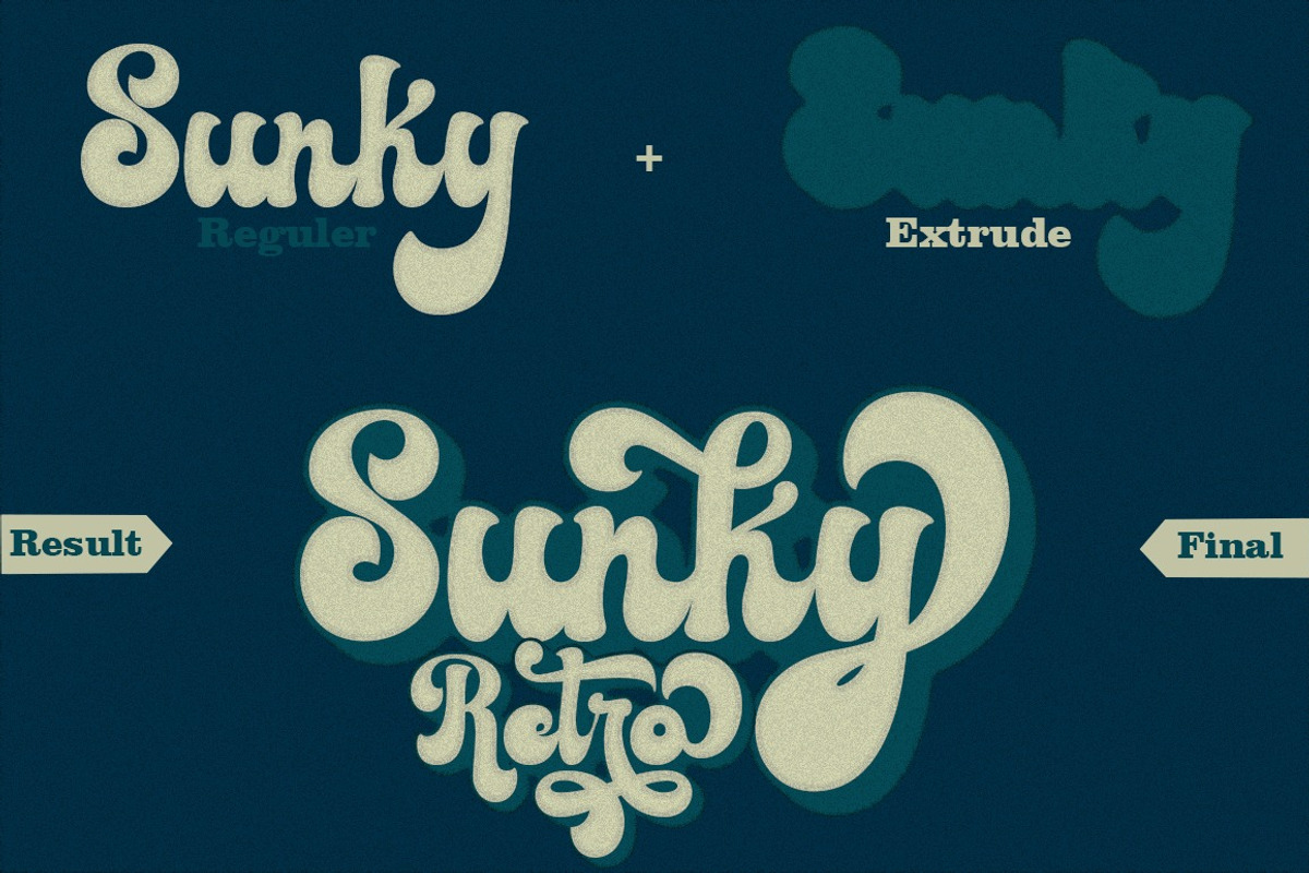 Sunky Retro, a Script Font by GloowStudio (Photo 2 of 10)