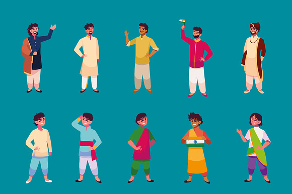 Indian Men Illustration Set preview 2