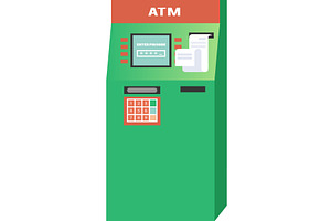 Bank atm machine vector icon, an Object Illustration by Sky Pics Studio