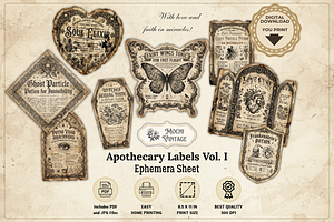 Apothecary Labels Ephemera Sheet