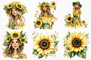 Watercolor Sunflower Summer Clipart, an Illustration by Craft Nest (Thumbnail 5 of 12)