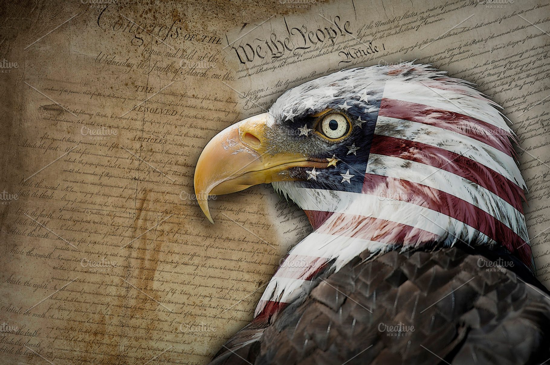 American flag and symbols stock photo containing america and american, a School & Education Photo by Angel Simon Photography
