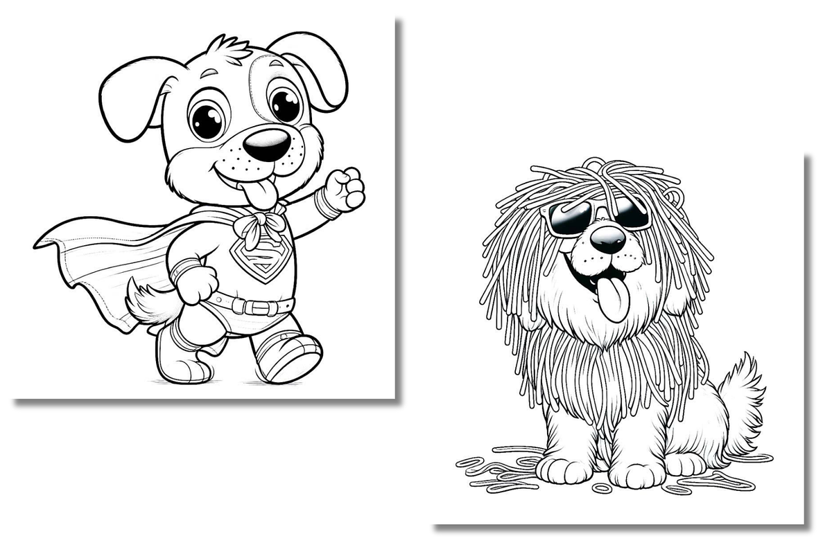 Funny dogs coloring book for kids, an Animal Illustration by Sourcedigi (Photo 3 of 3)