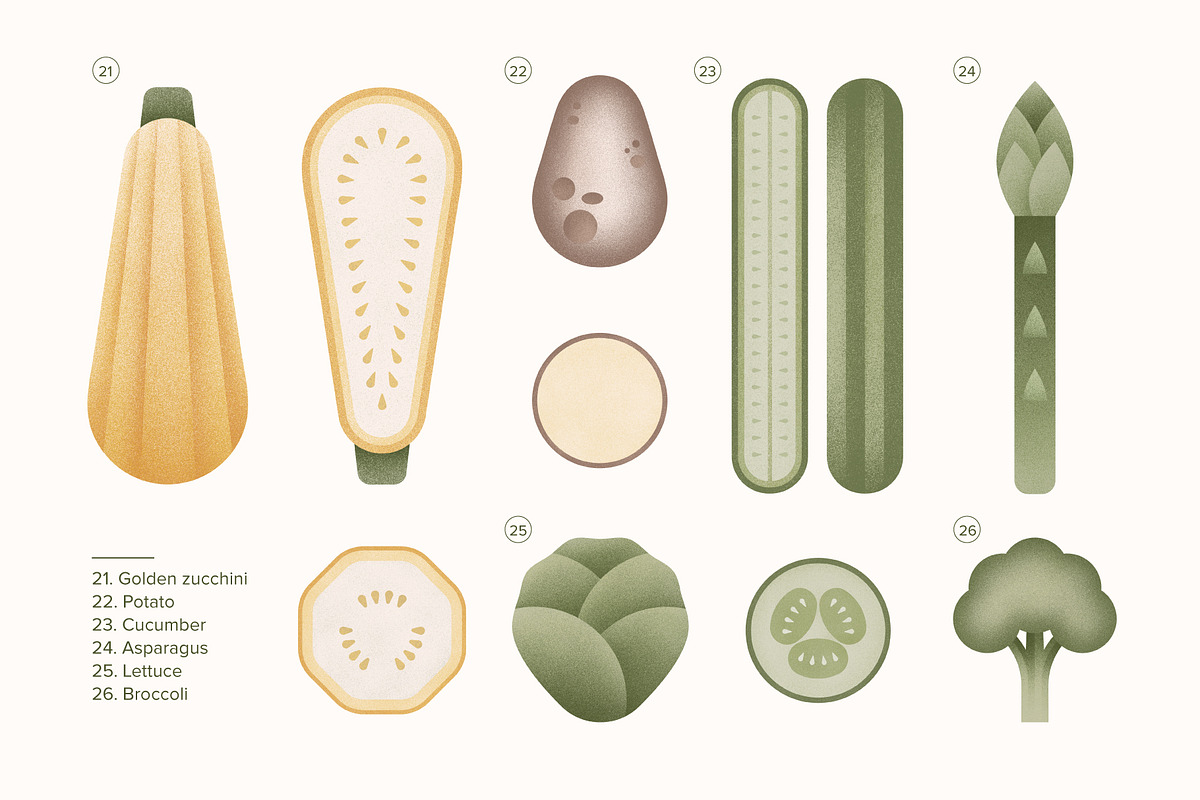 Vegan Illustration Set, a Food Illustration by Paulina Sara Design (Photo 7 of 12)