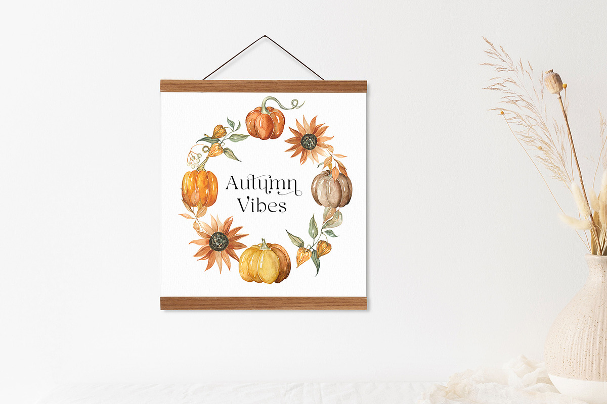 Autumn Vibes. Pumpkins Watercolor, an Illustration by LABFcreations (Photo 4 of 21)