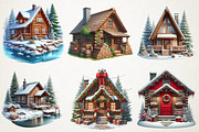 Cozy Winter Cabin Watercolor Art, an Illustration by RobertsArt (Thumbnail 2 of 4)