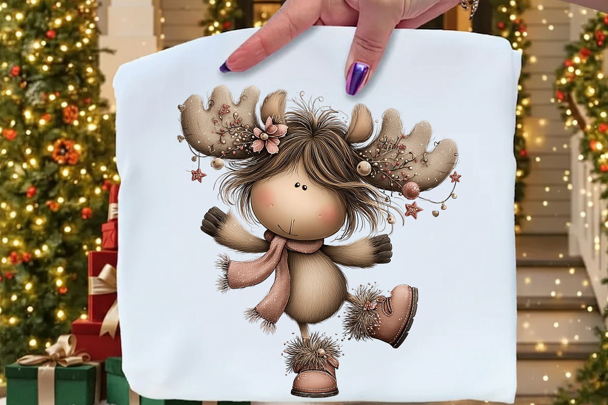 Quirky Christmas Moose Clipart, an Illustration by Craft Nest (Photo 6 of 10)