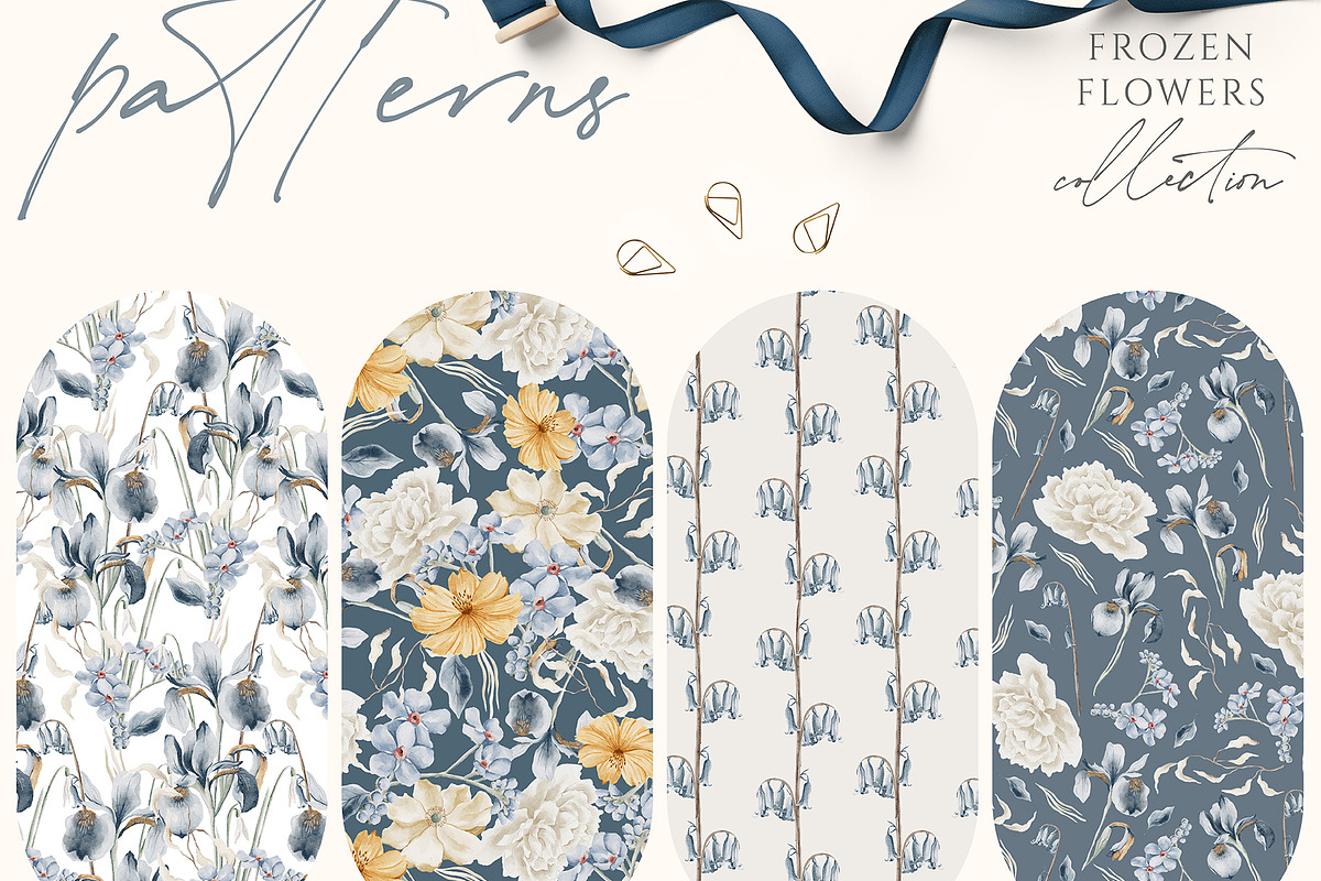 Frozen Flowers Watercolor Collection, a Texture Illustration by Julia Dreams (Photo 7 of 8)
