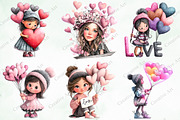 Whimsical Valentine Girl With Balloo, an Illustration by Creative Art (Thumbnail 3 of 9)